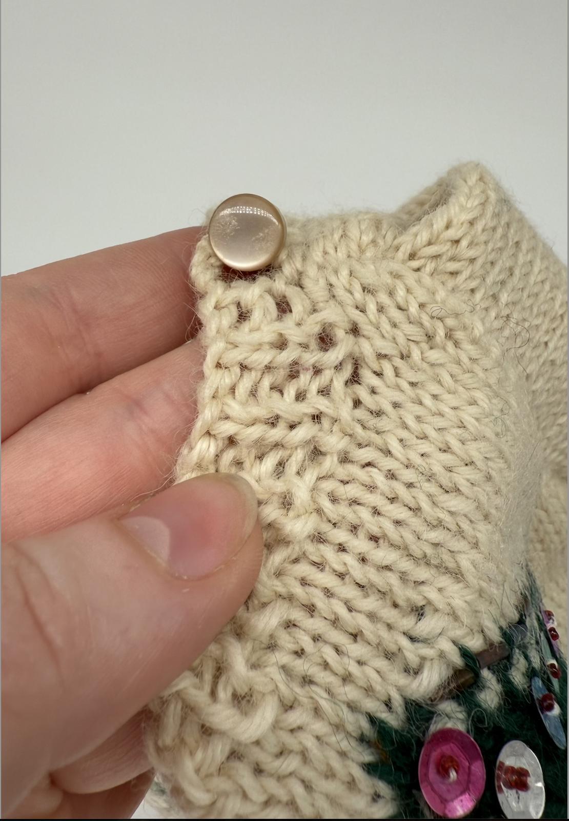 Boyds Bear Mini Sweater w/ Sequin Tree, 1990s Wool Blend