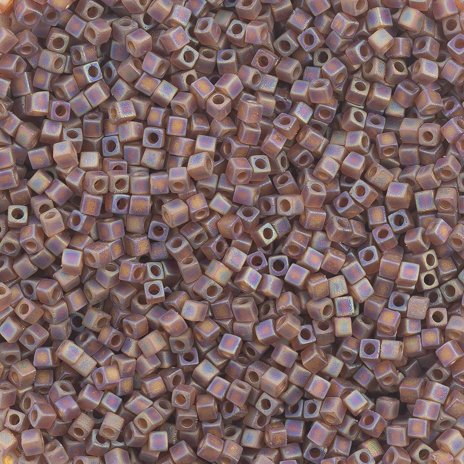 Miyuki 1.8mm Square Cube Beads Dark Topaz Matte 250g Bulk Bag