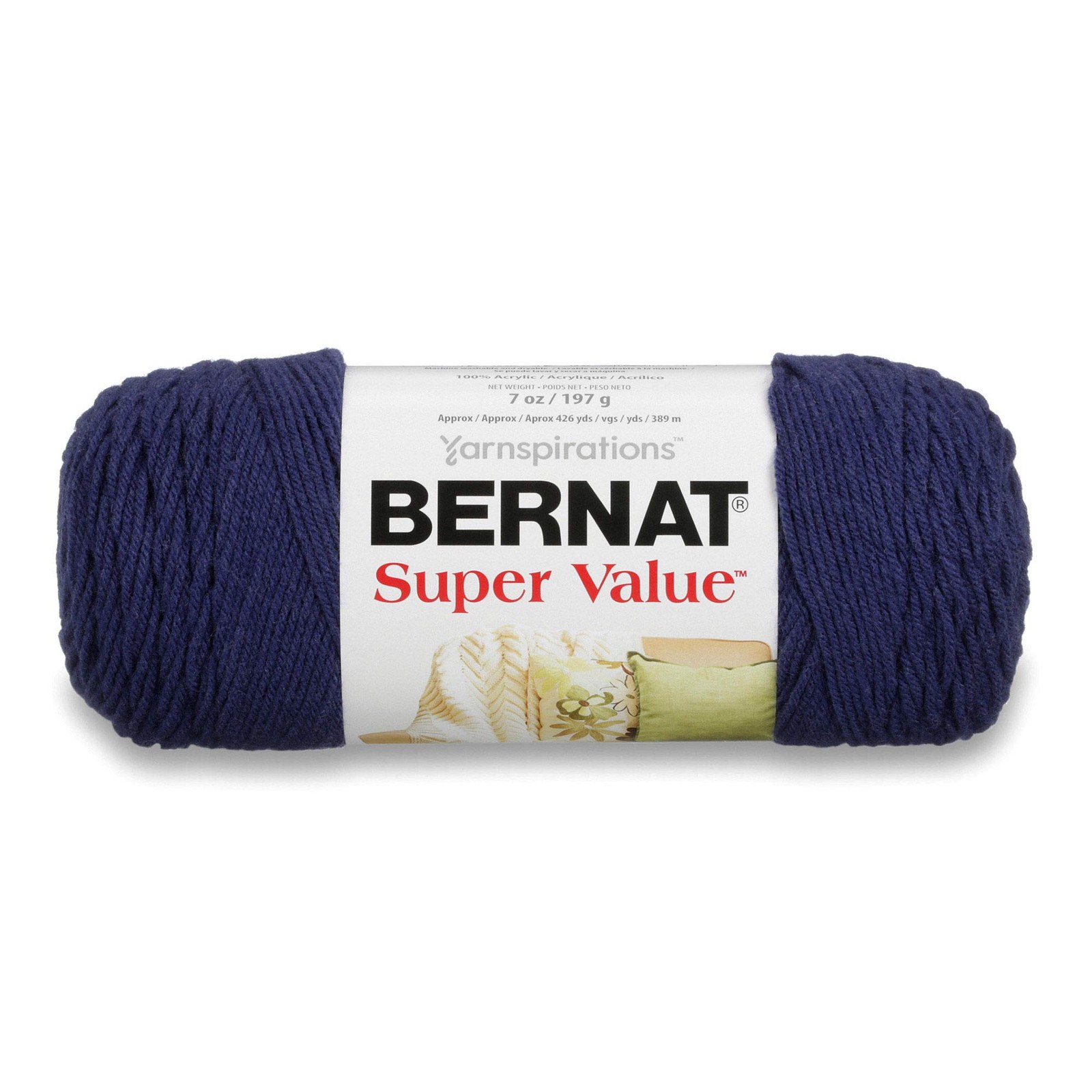 Bernat Super Value Yarn, 7 oz, Gauge 4 Medium Worsted, Denim Heather