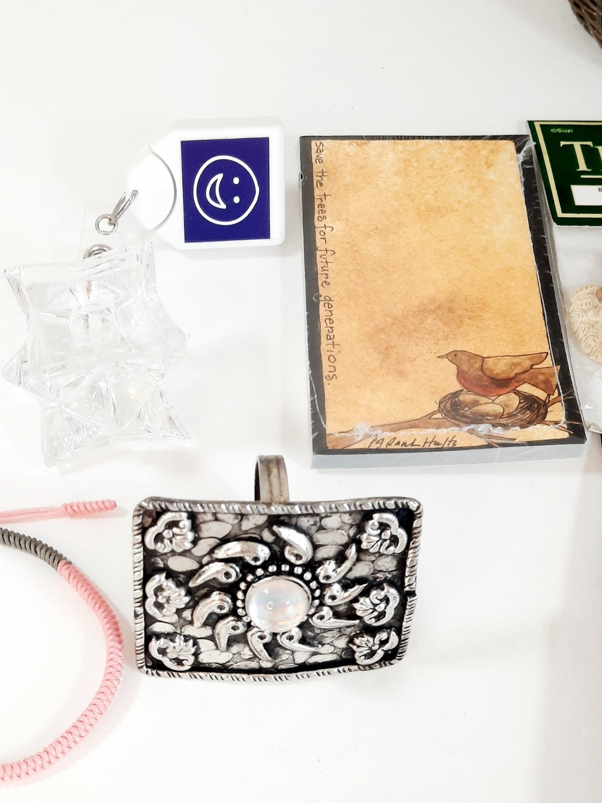 Junk Drawer Lot Women’s Silver Basket Jewelry Collectables Glass Ring Holder