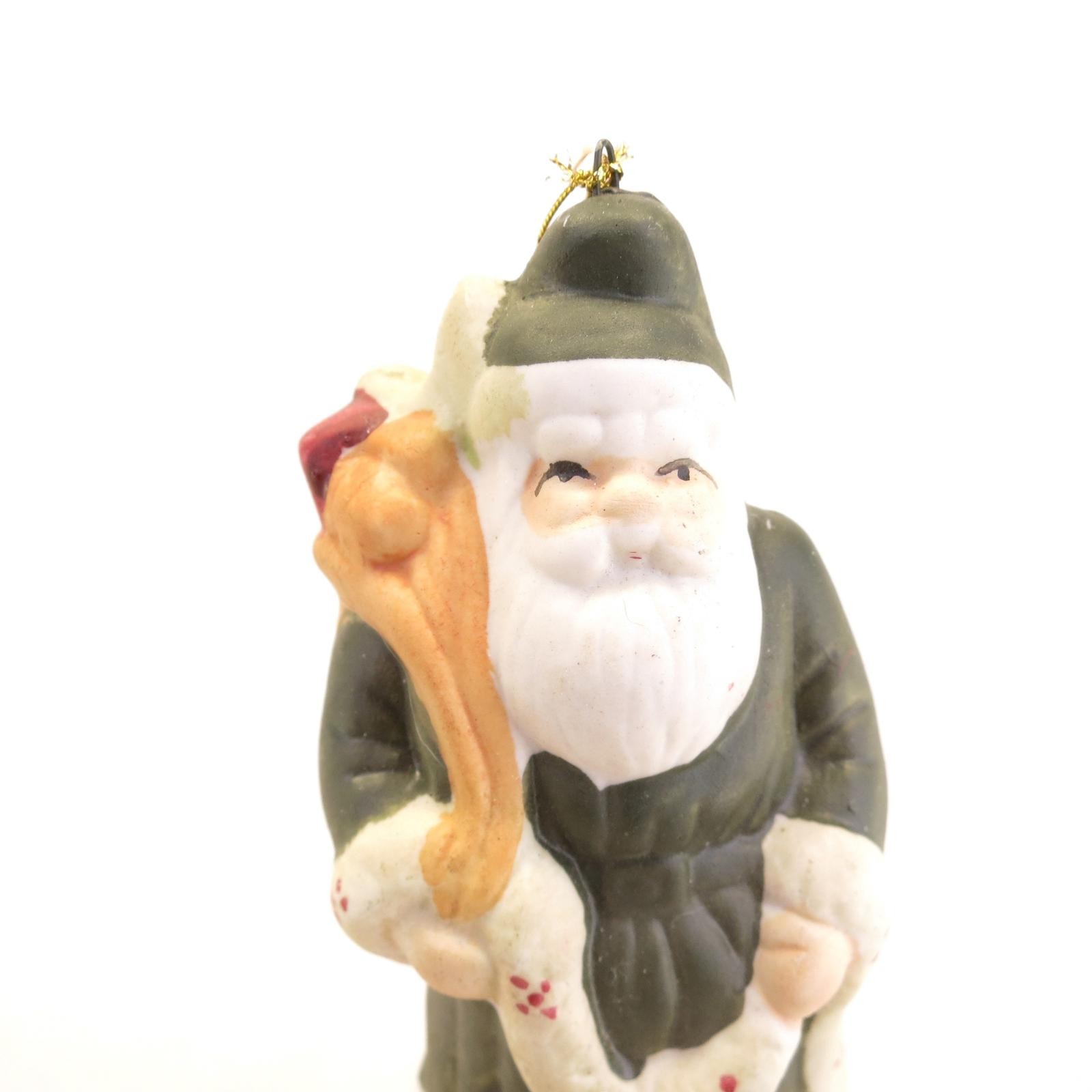 Vintage Santa Claus 1908 Germany Hand Painted Ceramic Ornament 5.5″ Retro