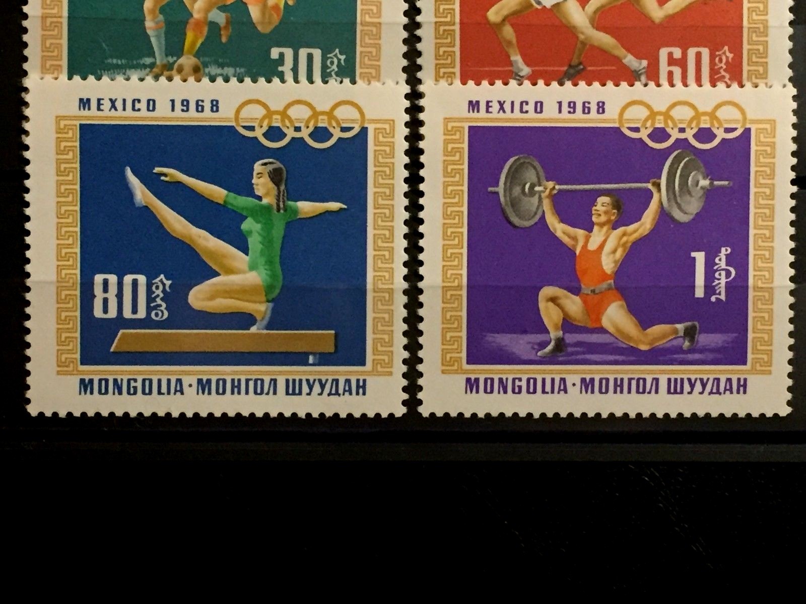 Vintage1968 ORIGINAL 2 Blocks & 8 Post Stamps Mongolia XIX Olympic Games Mexico