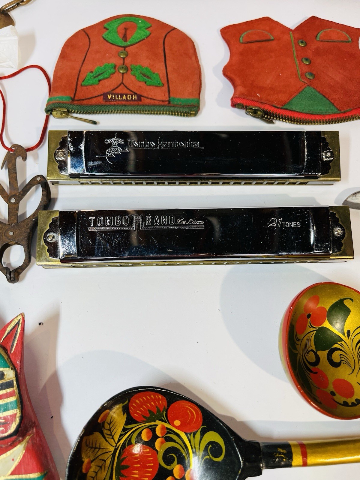 Vintage Japan Souvenir Collectibles Lot Harmonicas Folk Art Estate + More