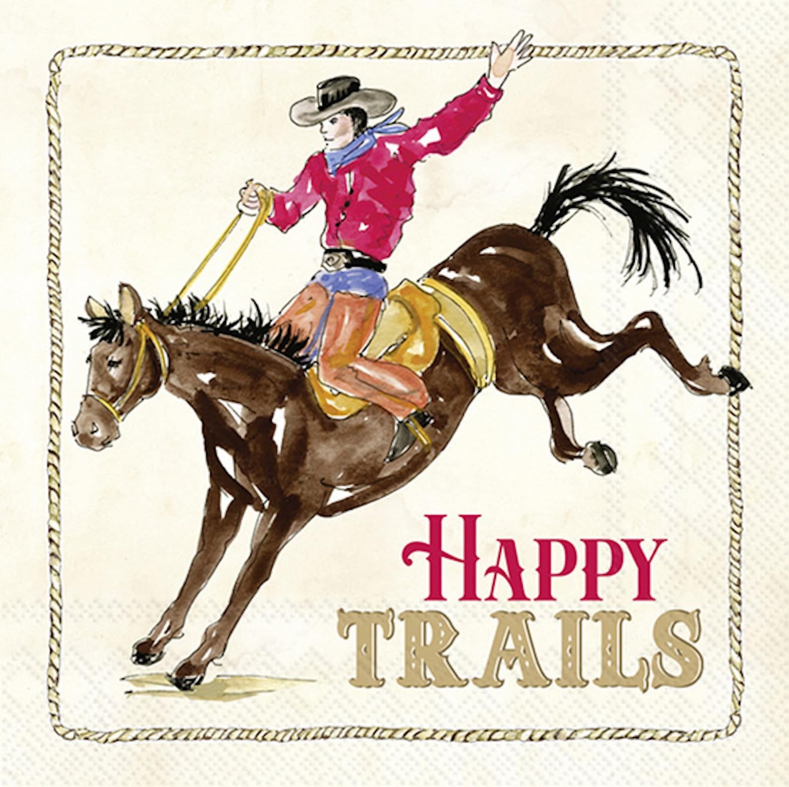 IHR Happy Trails Cocktail Napkins, 3-Ply Paper Party Napkins, 20 Count