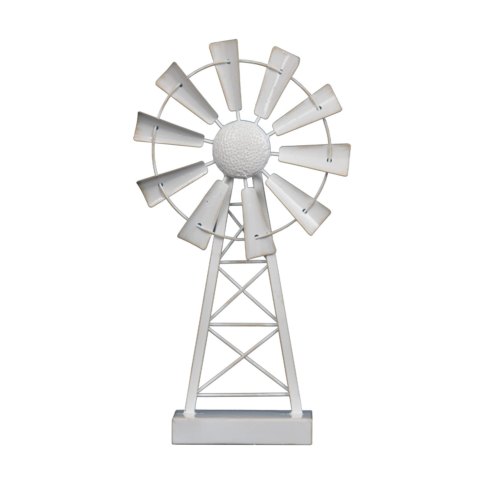 Foreside Home & Garden White Small Enamel Metal Windmill Table Decor