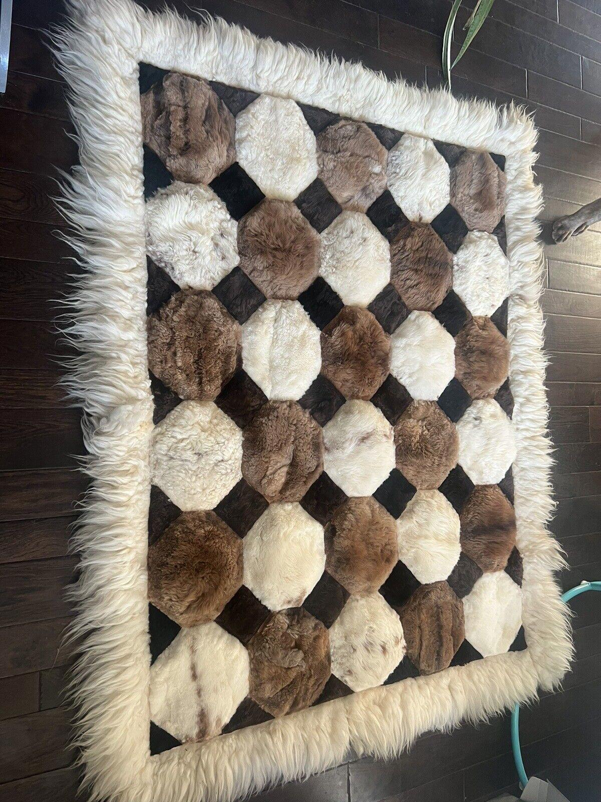 Vintage (1977) Peruvian Alpaca Wool Tapestry, Blanket/Couch Cvr 5’X6’ Artwork!
