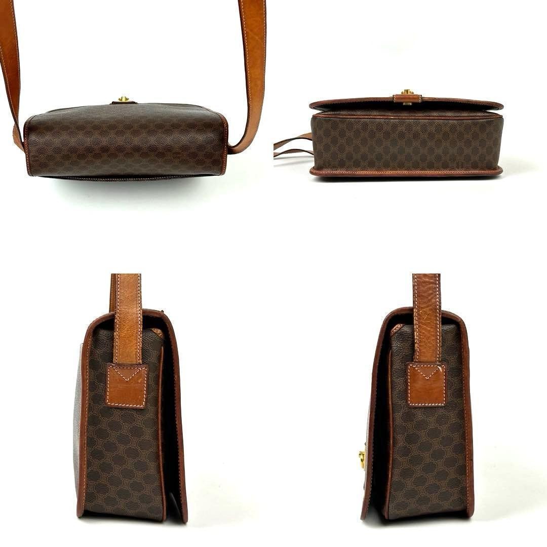 [Good Condition] Celine Macadam Shoulder Bag Gold Hardware Leather PVC Brown