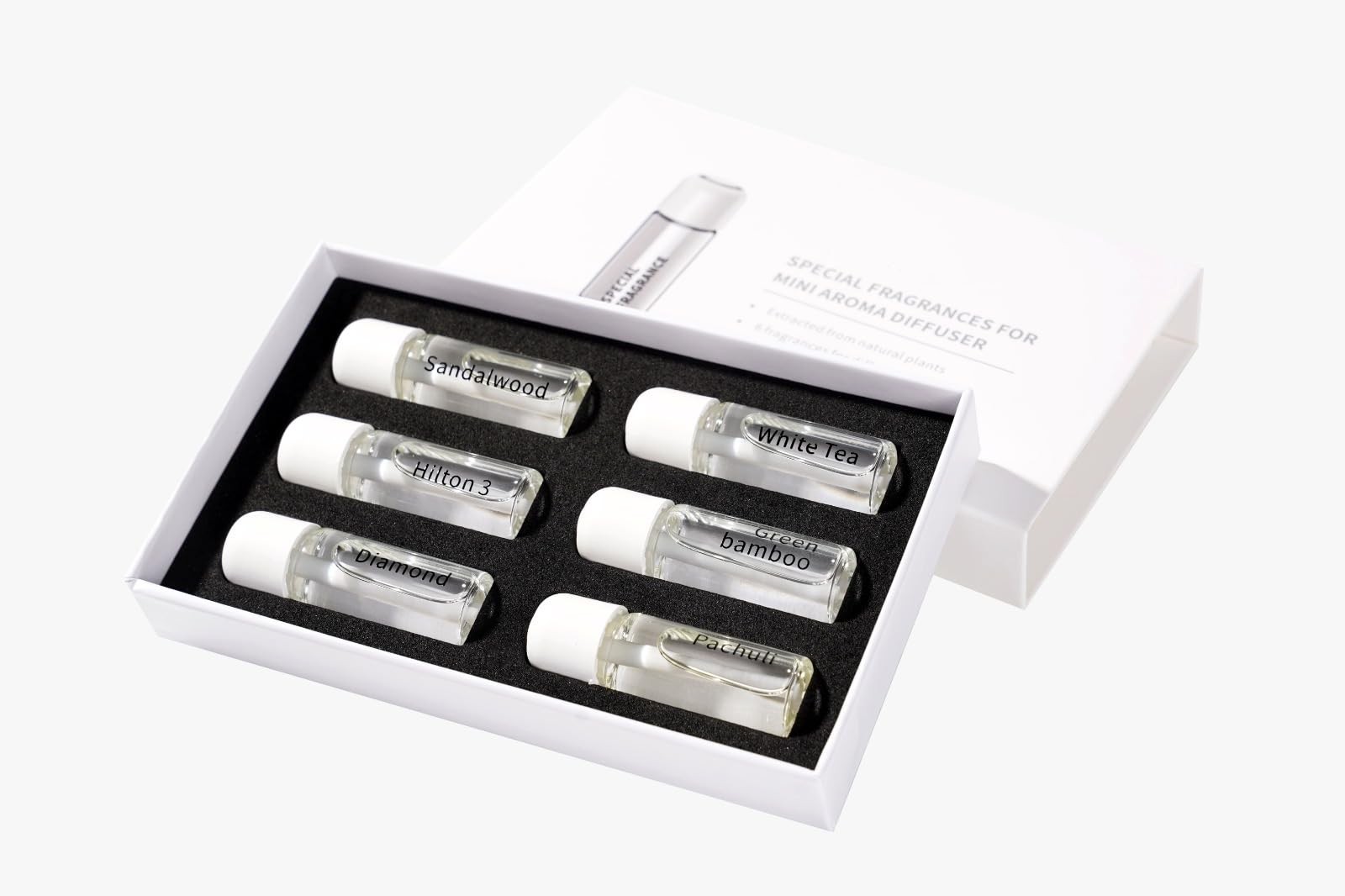 Fragranza 613 Car Mini Diffuser Refills, 6-Pack, 4ml, White Tea & Sandalwood