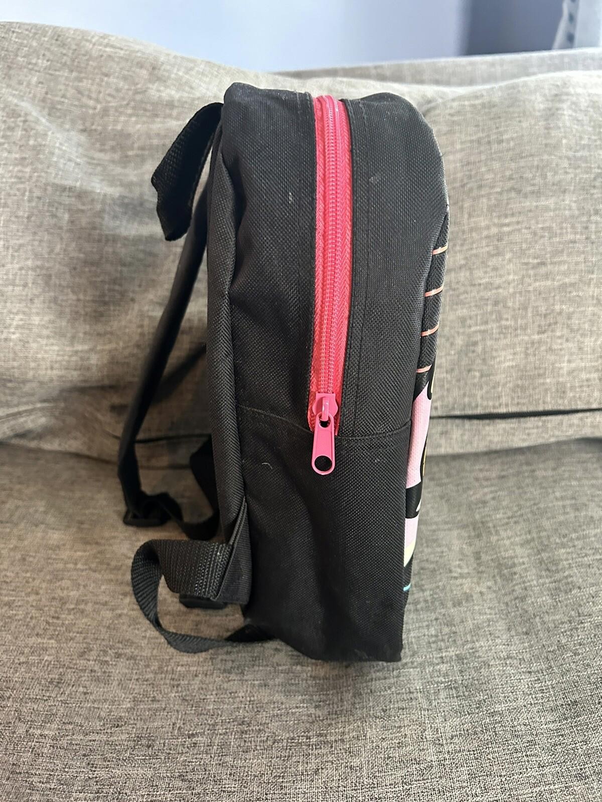 Powerpuff Girls Mini Backpack Black Stripes Flying 12” x 10” x 4”