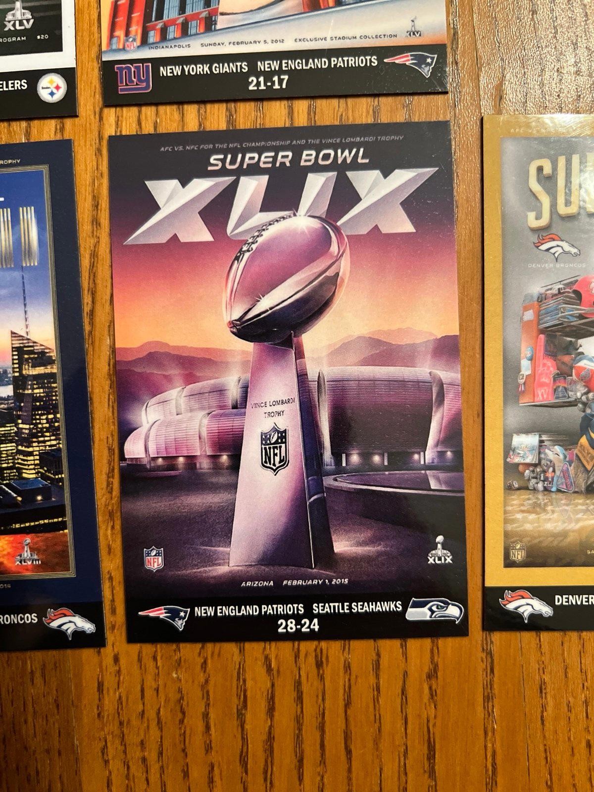 Super Bowl 41-50 FRIDGE MAGNETS XLI-L 2000s 2010s football fandom poster art
