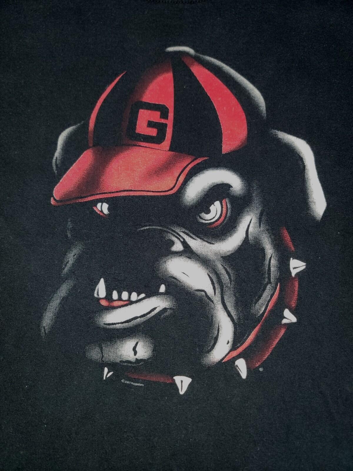 Vintage Georgia Bulldogs Shirt Mens M 2007 Ruppshirts T-Shirt AU Mascot Black LS