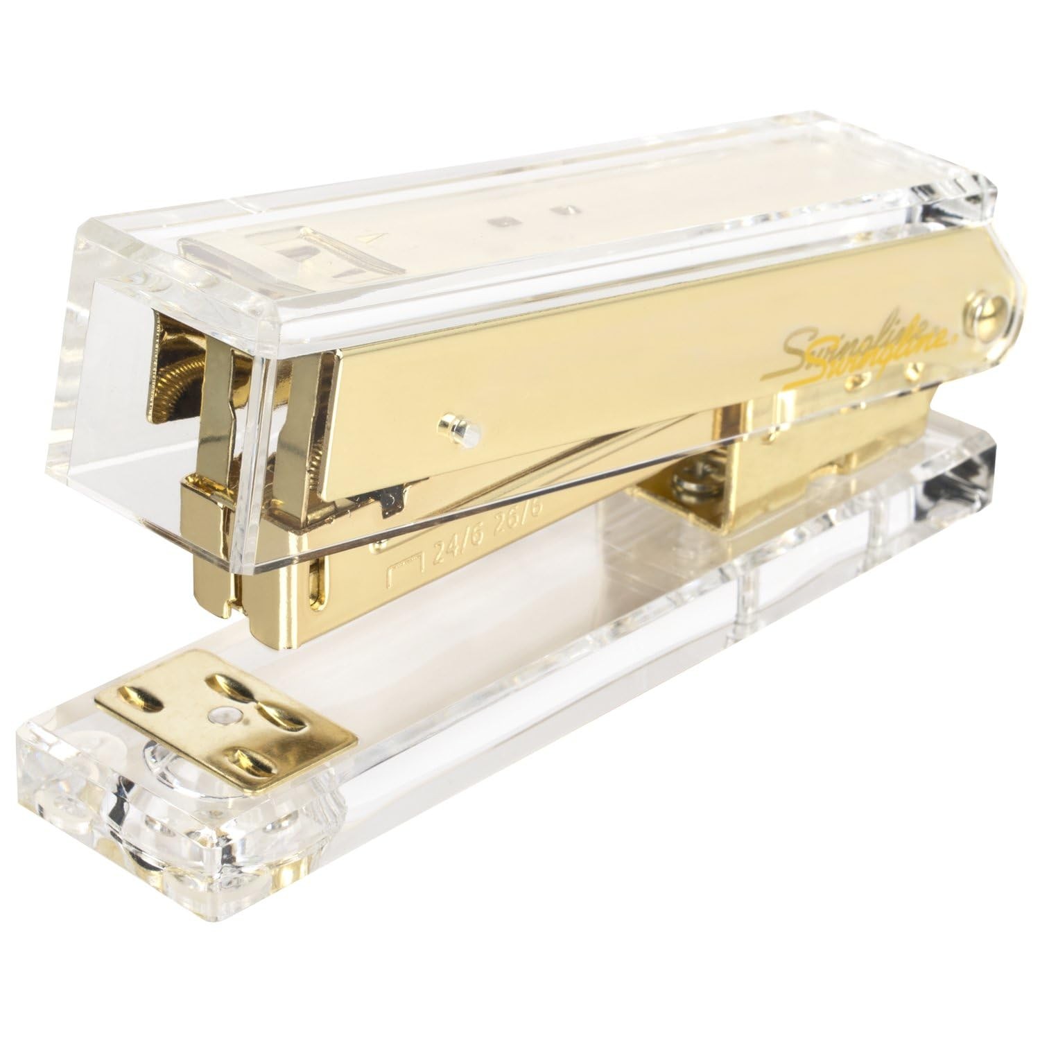Swingline Compact Clear Acrylic Gold Stapler 20-Sheet Capacity, Half Strip