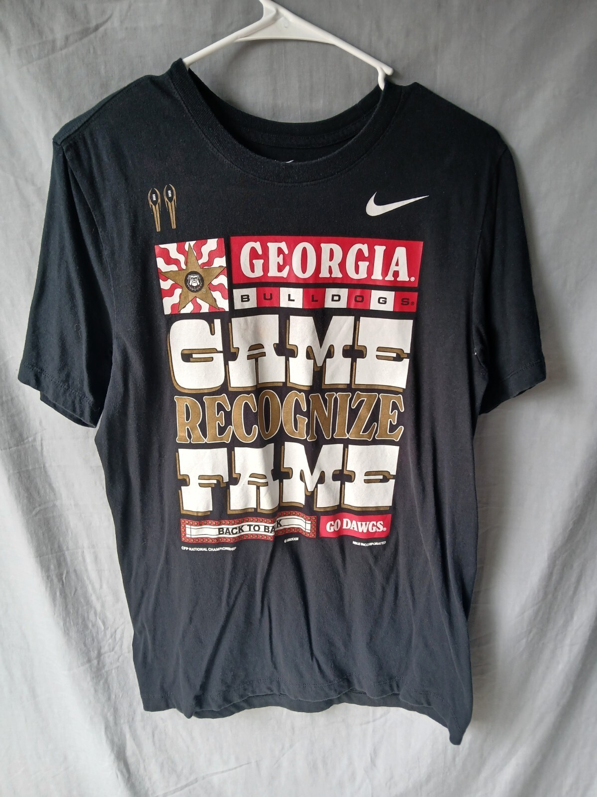 Nike Georgia Bulldogs T-Shirt Men’s XL Recognize Fame Back2Back Black NCAA