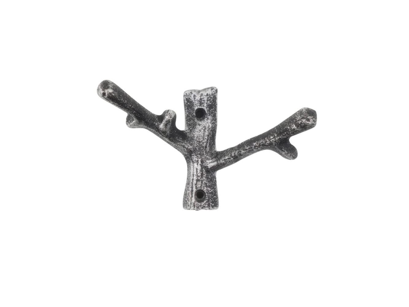 Handcrafted Nautical Decor Rustic Silver Cast Iron Tree Branch Wall Hooks