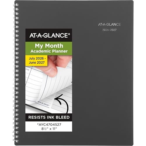 AT-A-GLANCE 2026-2027 Monthly Academic Planner 8.5×11 Charcoal Notebook