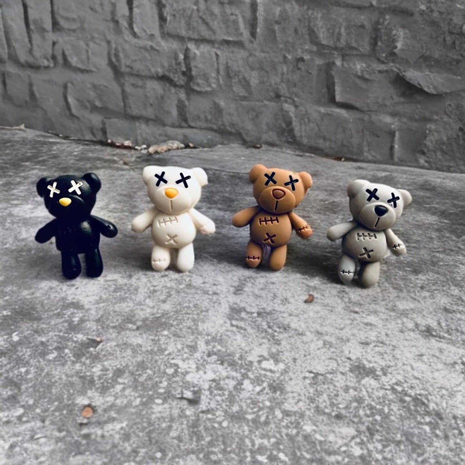 Cute Goth Teddy Bear Magnet Set Of 4, Kawaii Gothic Spooky Bears, Magnets Gift
