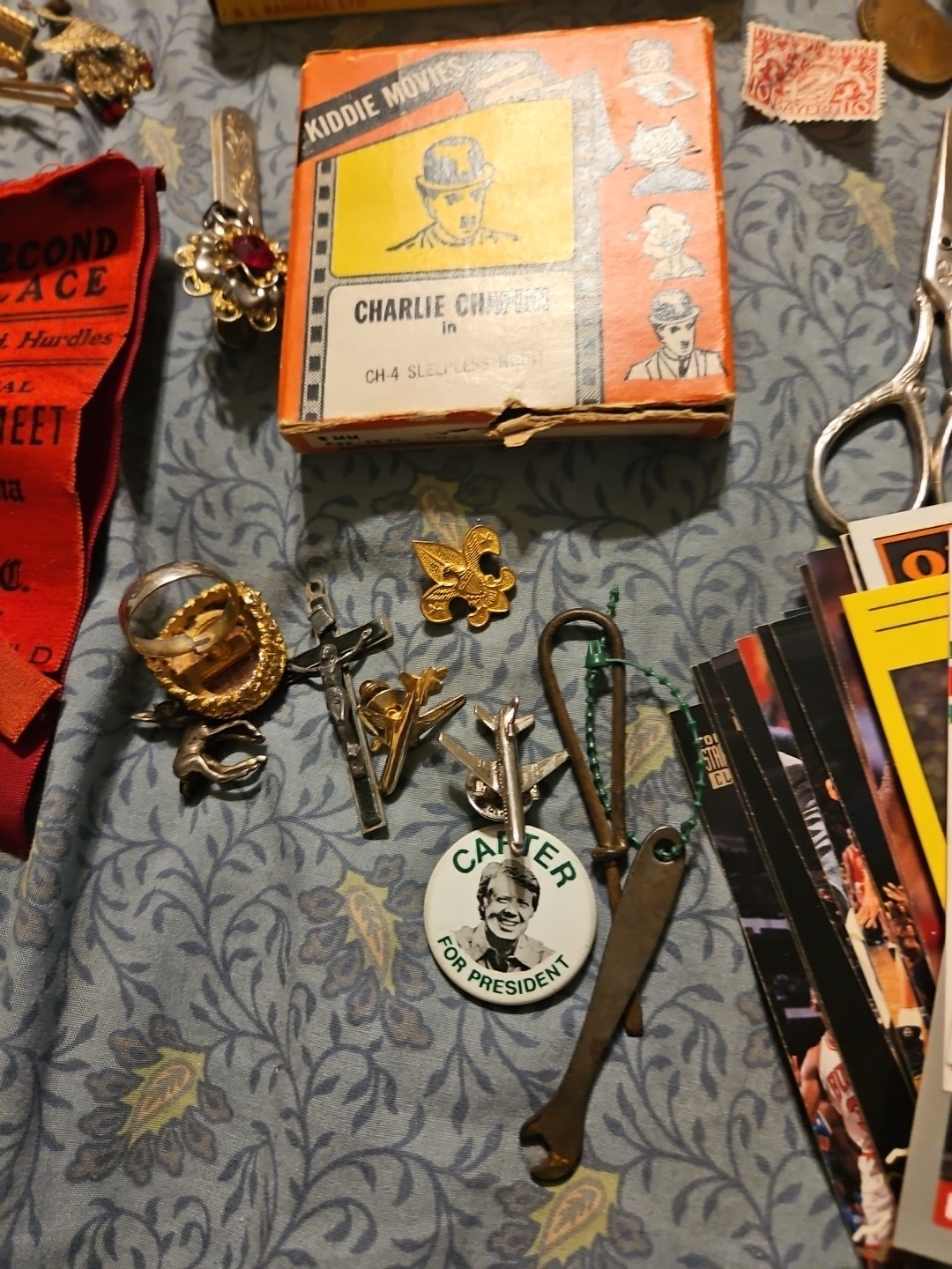 Junk Drawer Lot, Jewelry, Coins Medals, Vintage & Modern, Sports Cards, #2