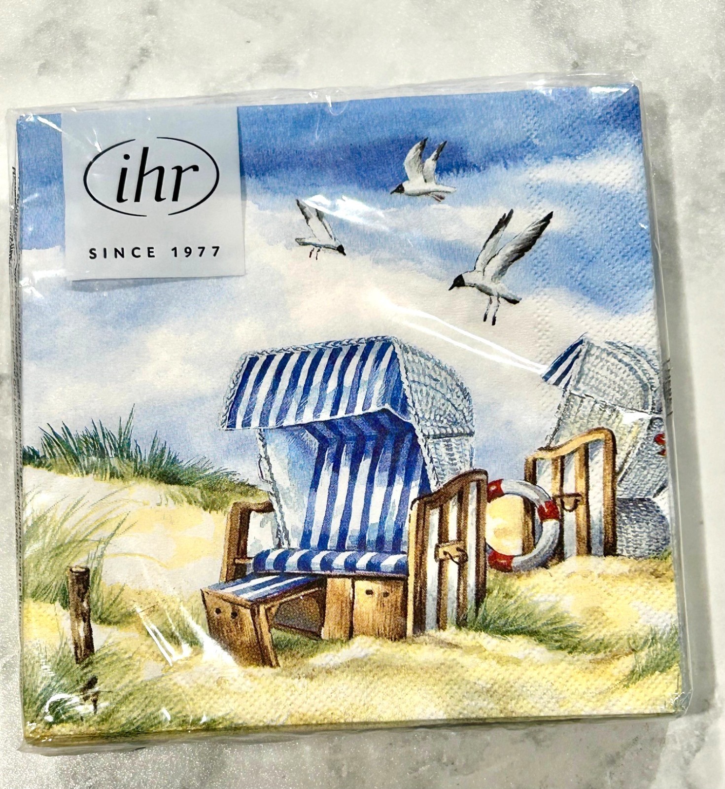 IHR Ideal Home Range BEACH CHAIR Party Napkins Disposable 3-Ply NEW Pkg of 20
