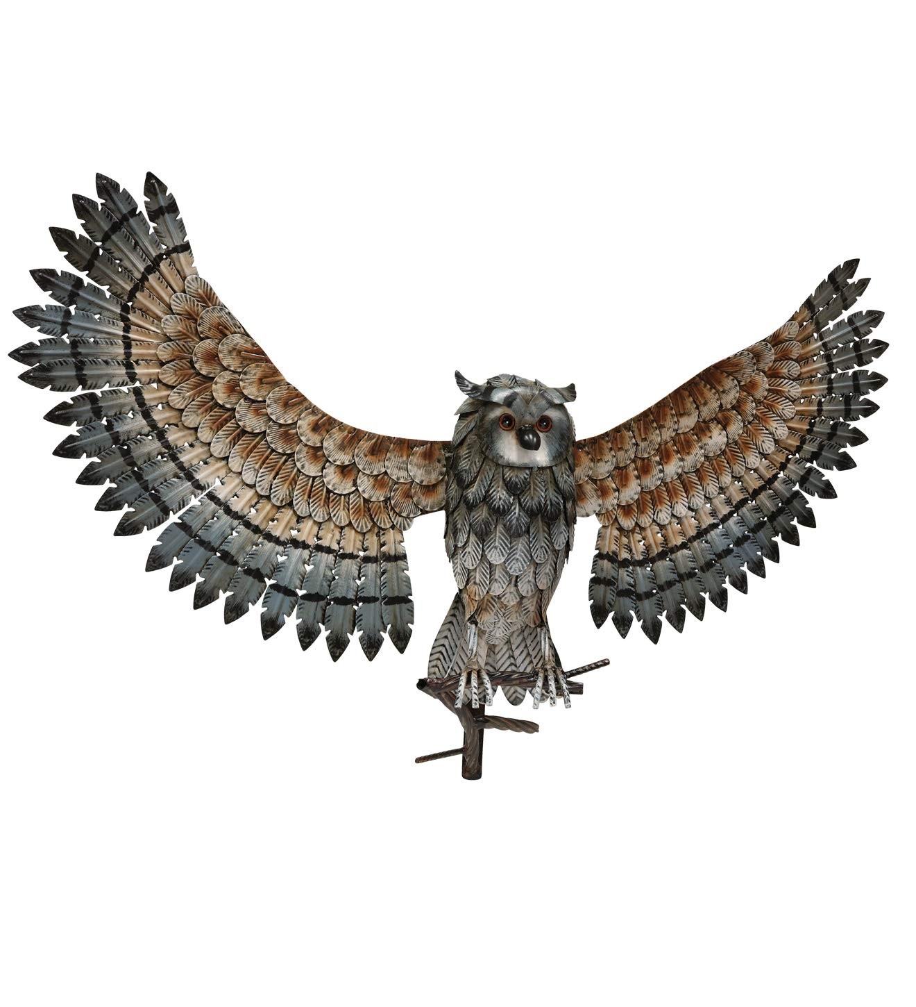Regal Art & Gift 12448 Decor Owl Statue, Wing Up, Grey Multi