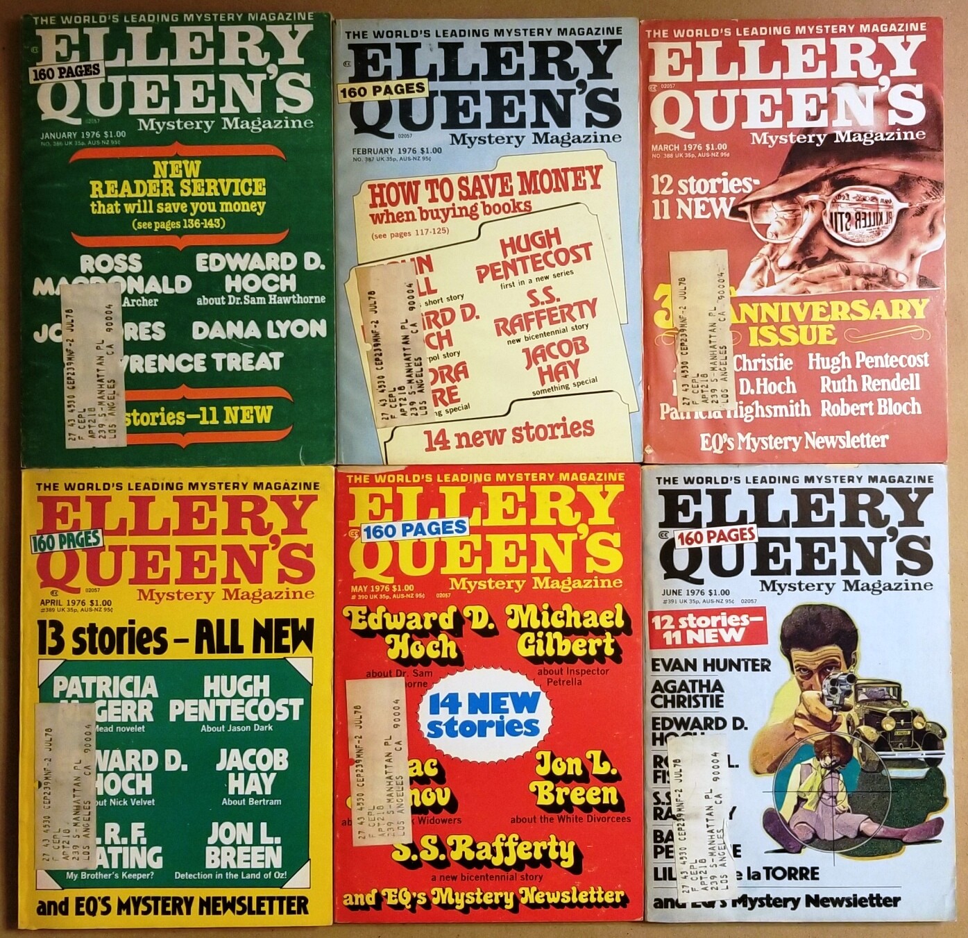 1976 Set of Ellery Queen’s Mystery Magazine 12 Lot /Agatha Christie Isaac Asimov