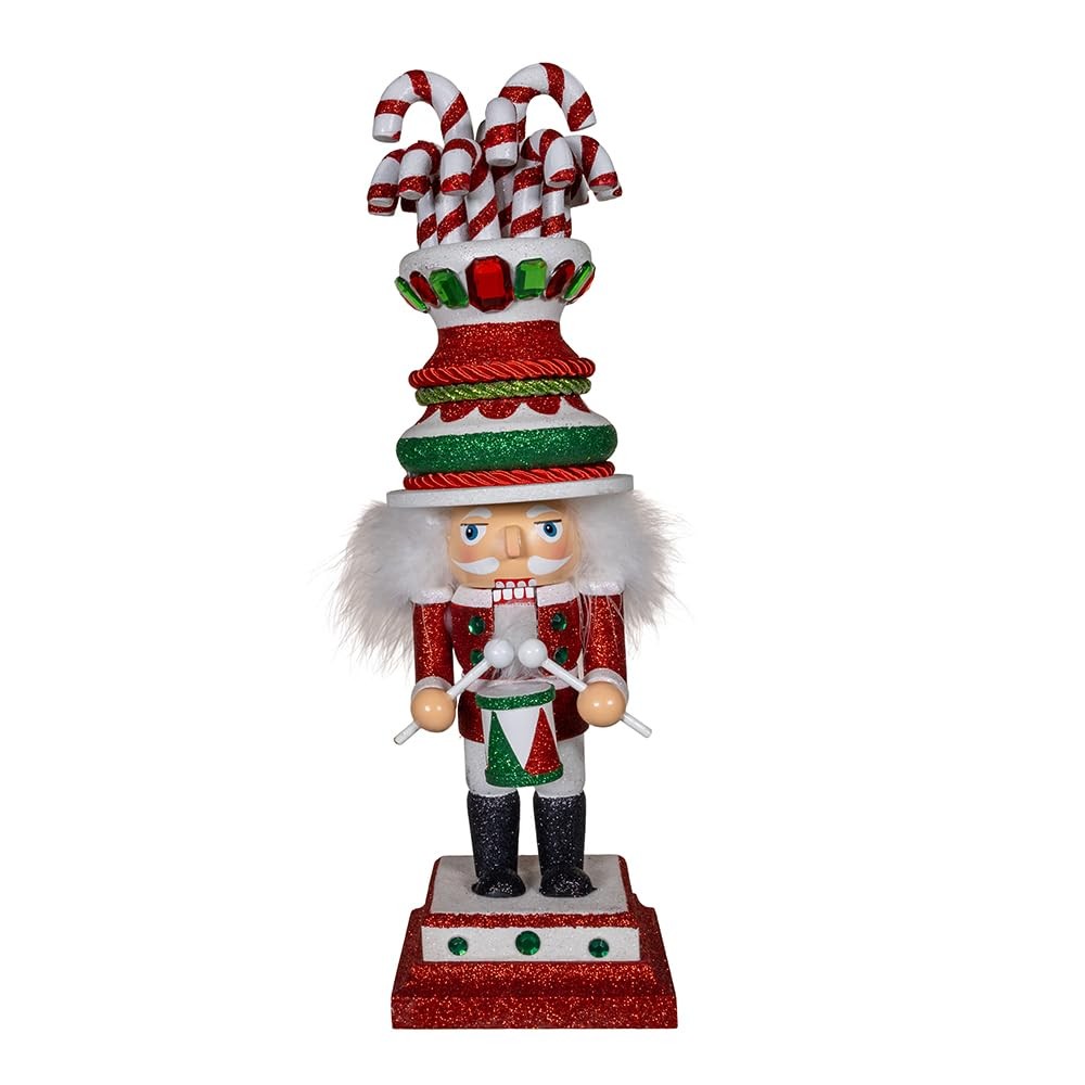 Kurt Adler 16-inch Hollywood Nutcrackers‚Ñ¢ Candy Cane Hat with Drum Nutcracker