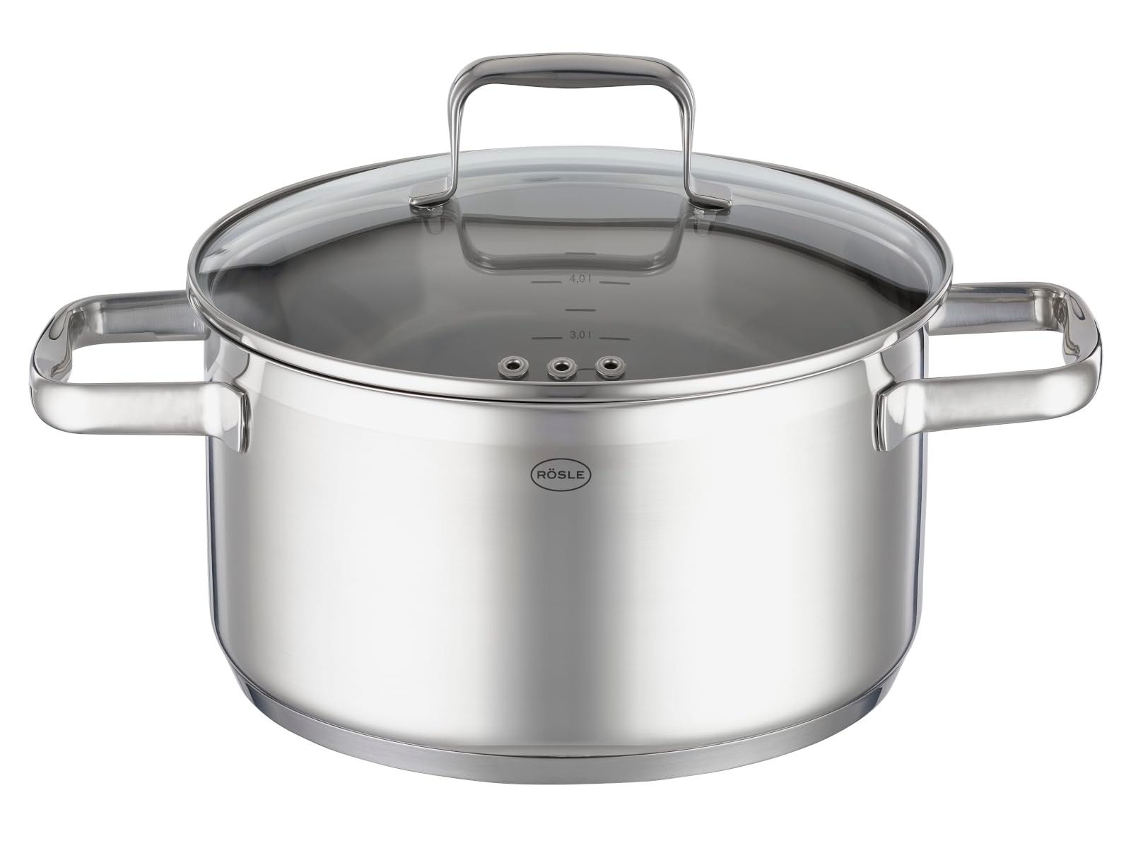 Rosle “Charm” Series Stainless Steel Cooking Pot with Tempered Glass Lid 7.8in