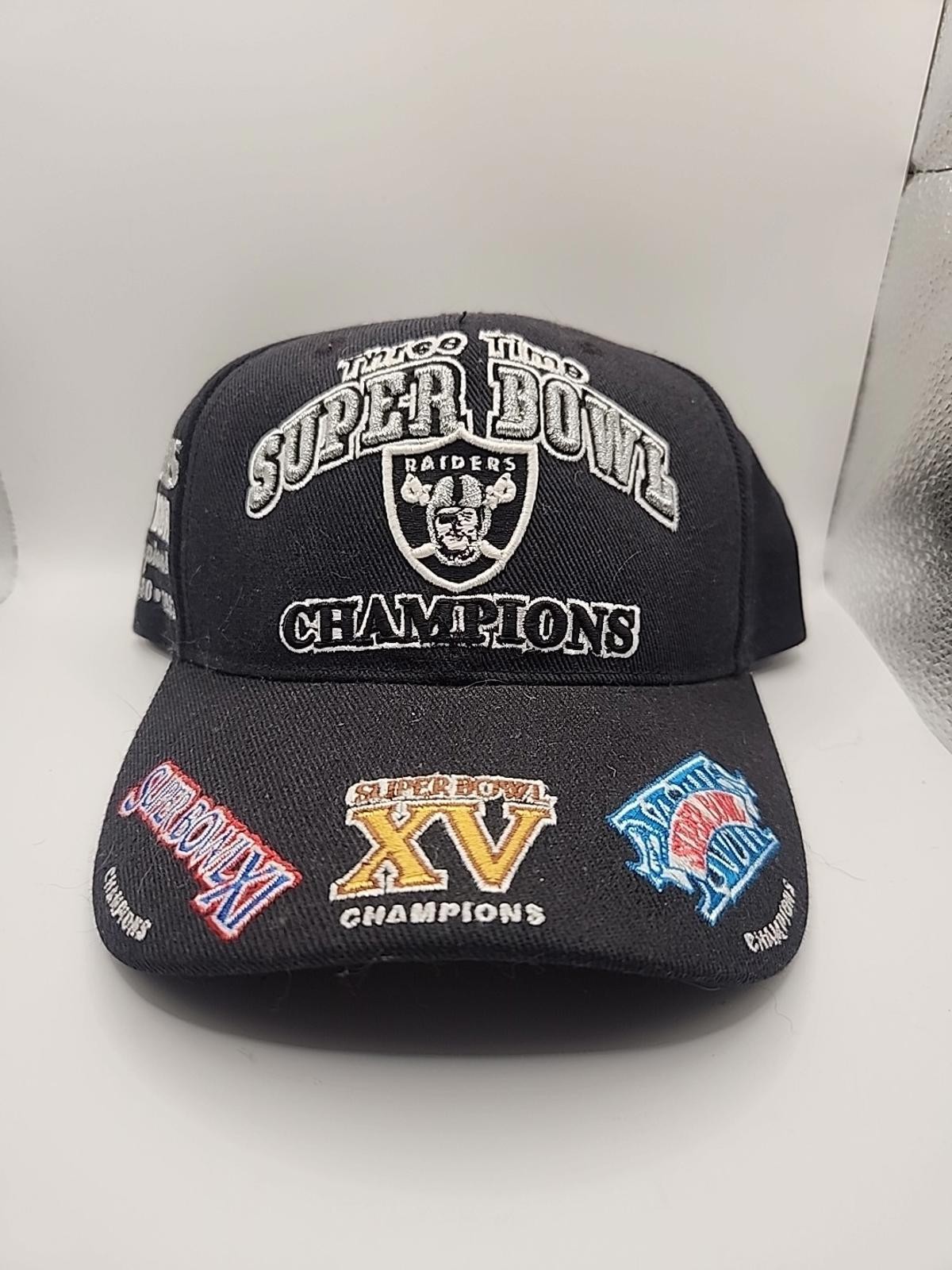 Vtg Oakland Raiders NFL Reebok 3X Super Bowl Champions Cap Hat Rare Faded