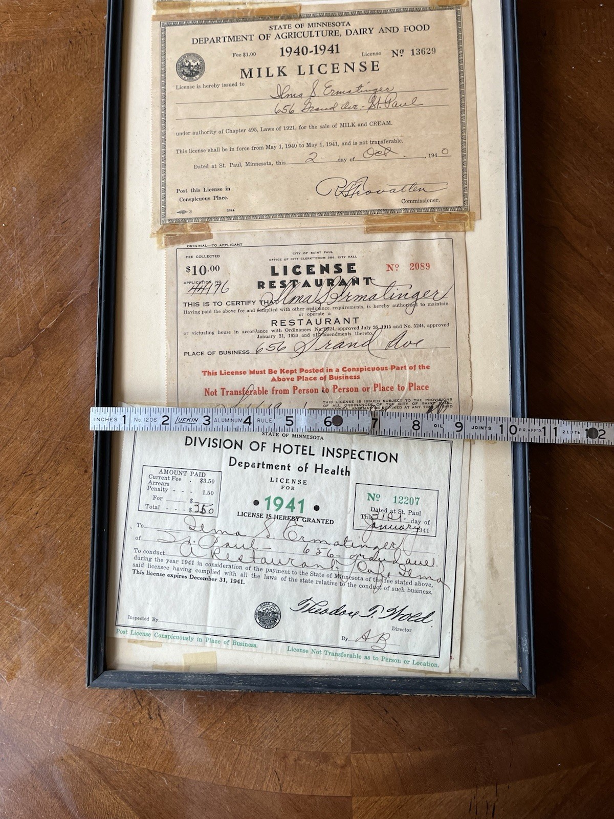 Vintage 1940-1941 St Paul Minnesota License Set Cigarette Milk Health Restaurant