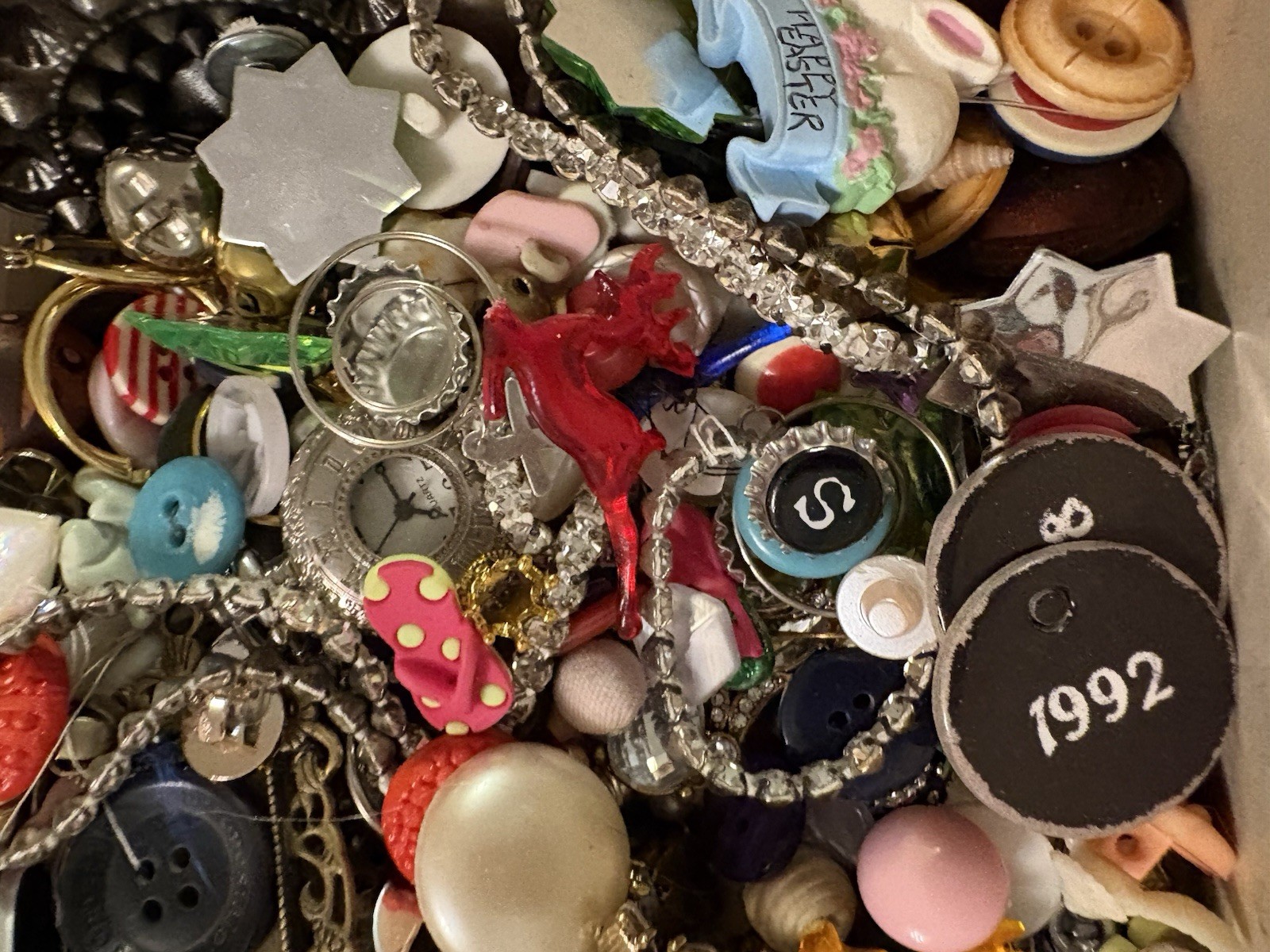 Junk Drawer Craft Lot. Vtg To Modern. Mixed Media. Broke Jewelry Buttons More