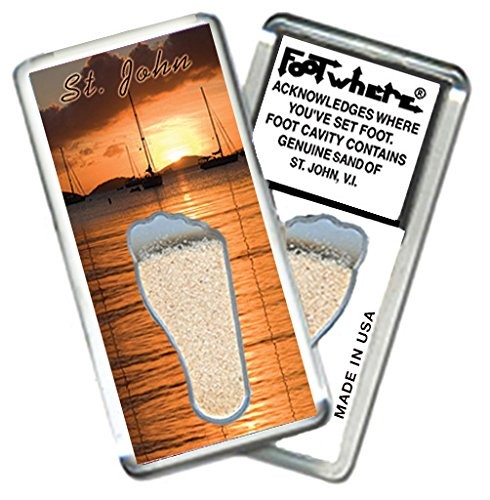 St. John FootWhere Fridge Magnet StJ204 Sunset, Genuine Soil Souvenir, USA