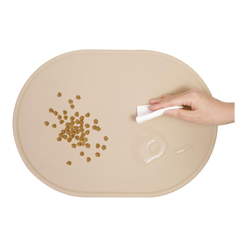 BOWLBOWL Silicone Pet Food Mat – Non-Slip, 15.7″x11.4″, Caramel Beige