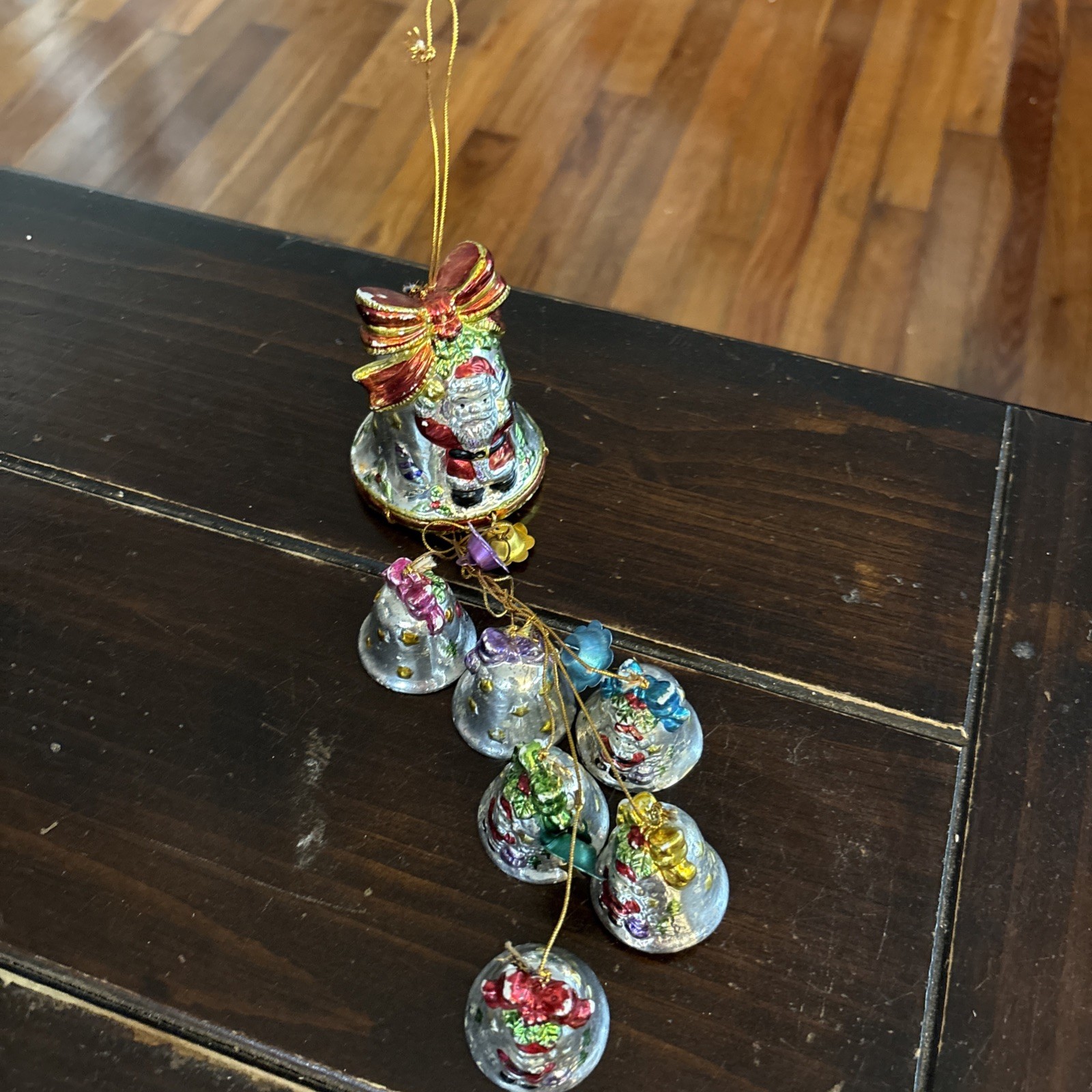 Vintage Santa Bell Wind Chime | Colorful Christmas Decor