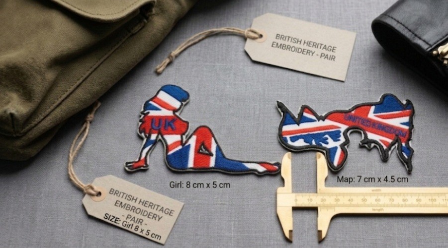 Collectible United Kingdom Flag Motif Embroidered Patch Set Of (2).