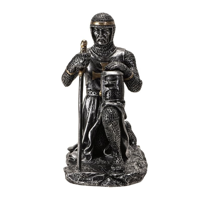 Pacific Giftware Kneeling Medieval Knight Figurine with Sword and Shield