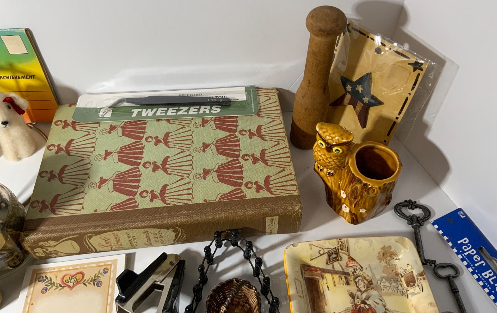 VTG Junk Drawer Lot Assemblage Art Mixed Media Crafts 3.5# Book, Wallet, Buttons