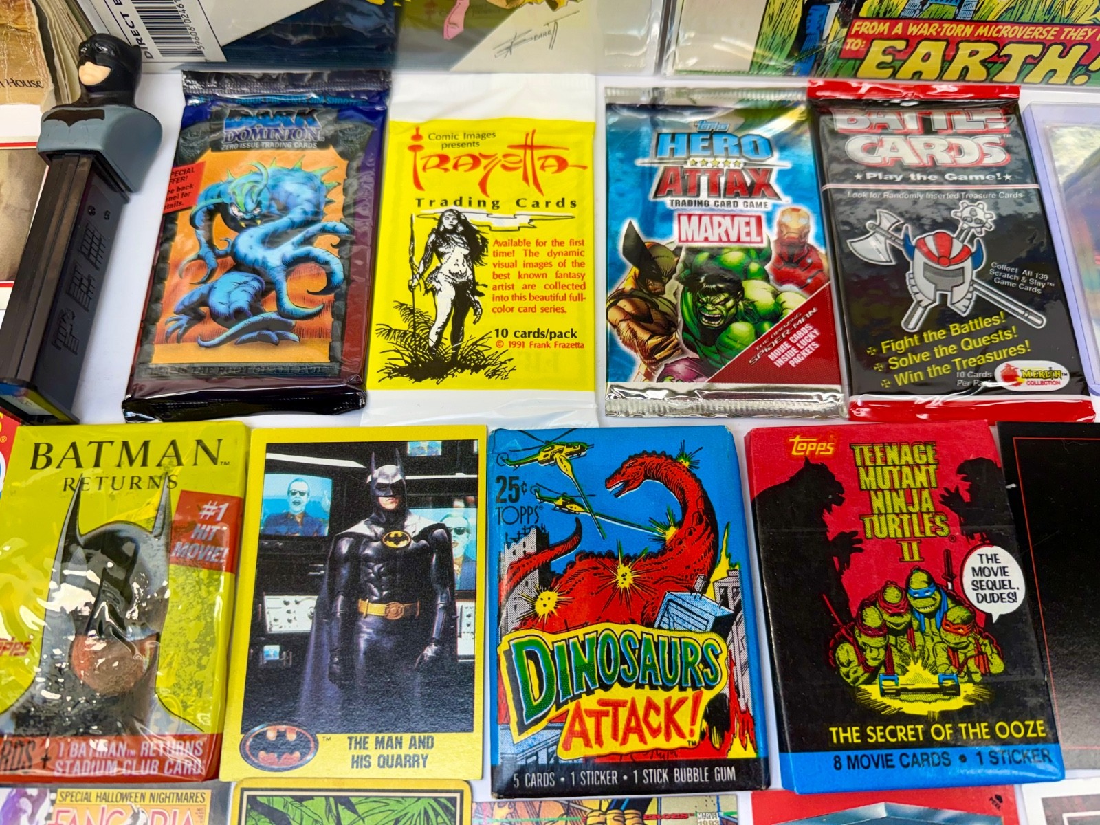 Junk Drawer Lot Non-Sports Cards Packs Marvel Clockwork Orange Go Bots US Coins