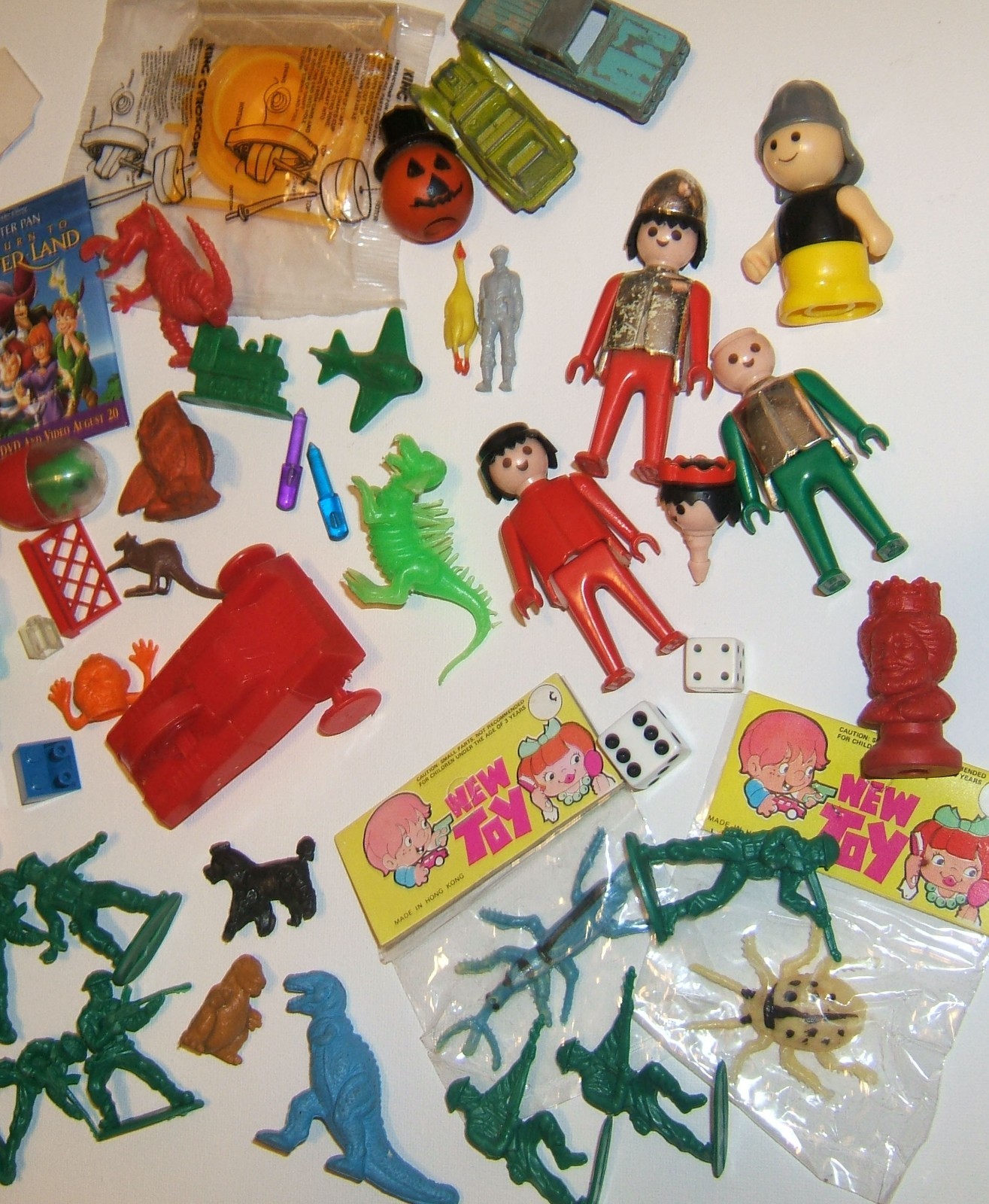 Vintage Toy JUNK DRAWER LOT pin sticker prizes monster bug cars burger king dice