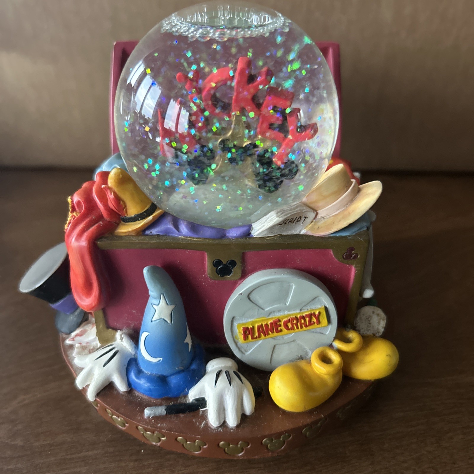 Vintage Walt Disney Plane Crazy “Mickey Mouse Club March” Musical Snow Globe