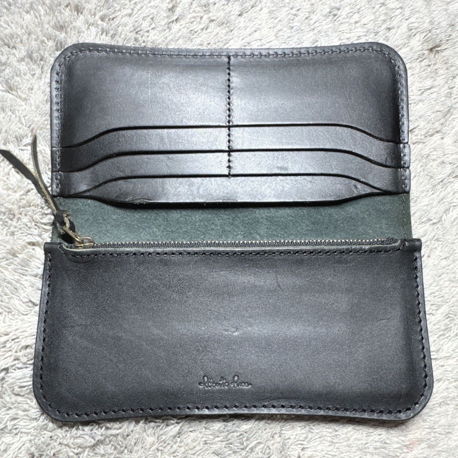 Roberto Ricci Long Wallet Leather Black Genuine Leather Coin Purse