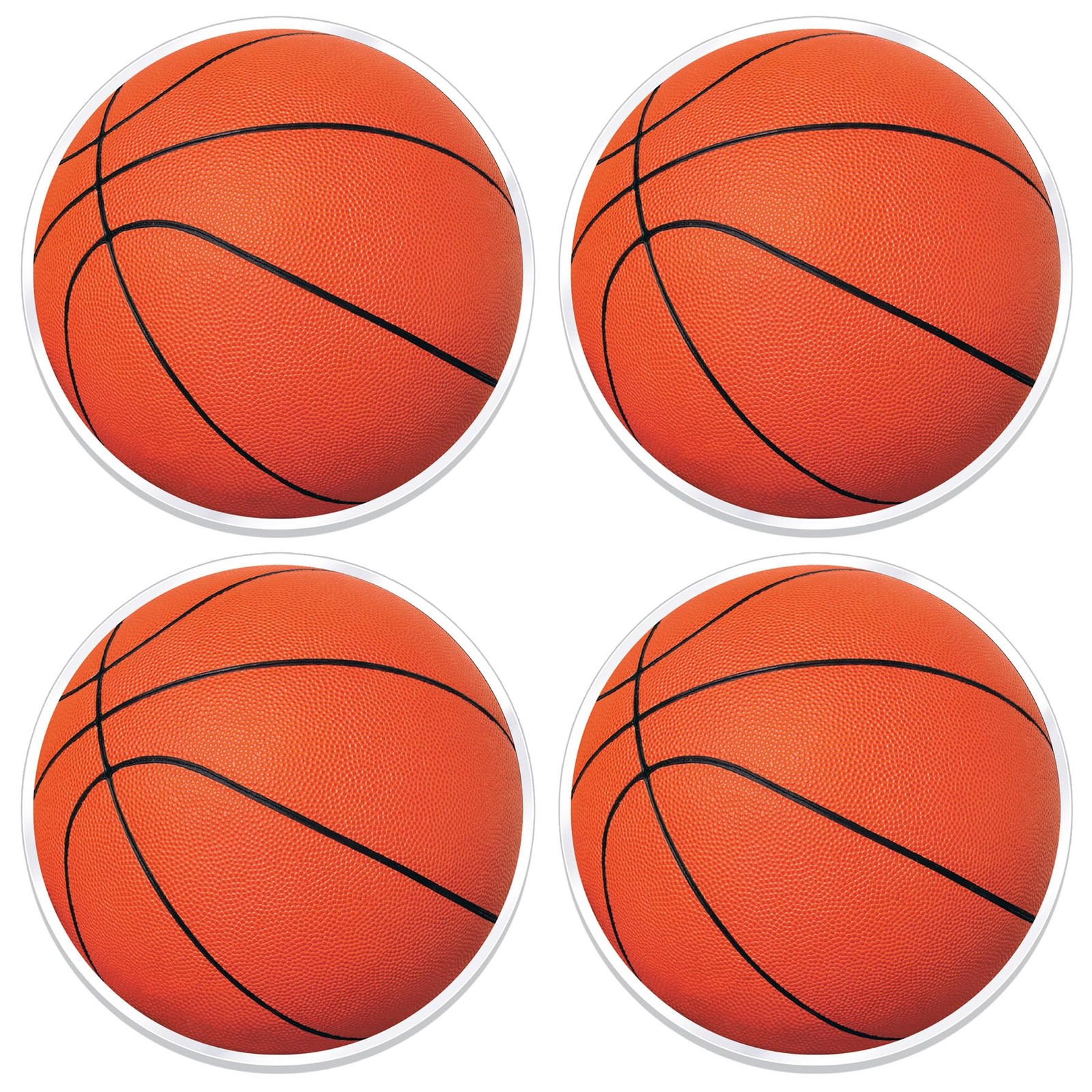 Beistle Plastic Basketball Placemats Set 4 Round Sports Table Mats Party 13in