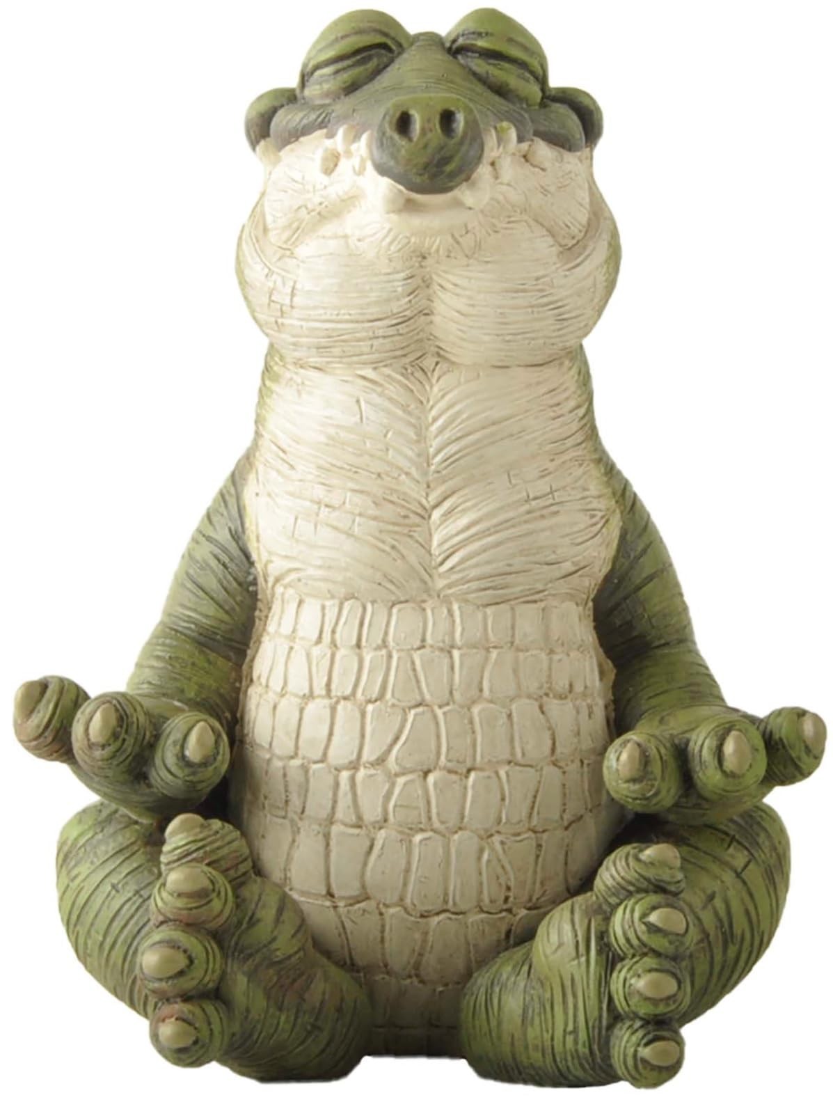 Whimsical Alligator Buddha Garden Statue Funny Hilarious Decor Housewarming Gift