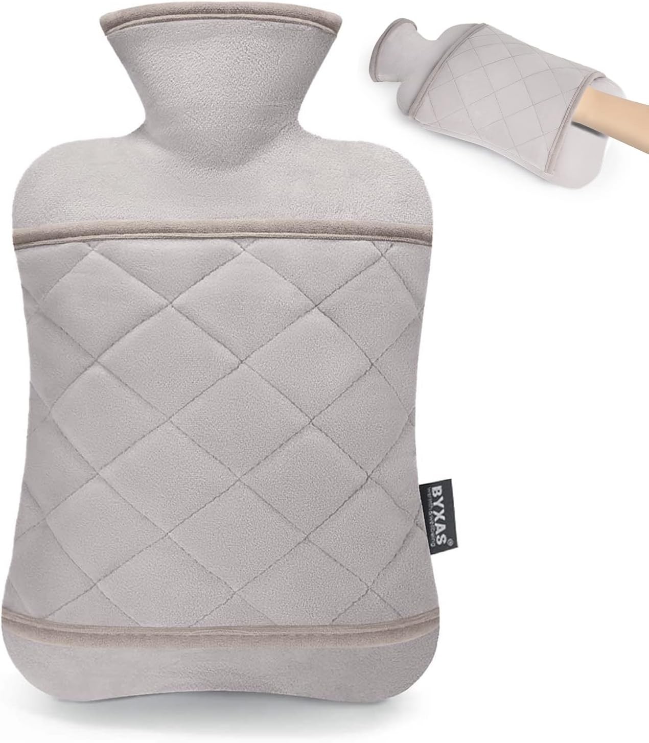 Hot Water Bottle With Hand Pocket Cover 2.0L BPA Free Grey