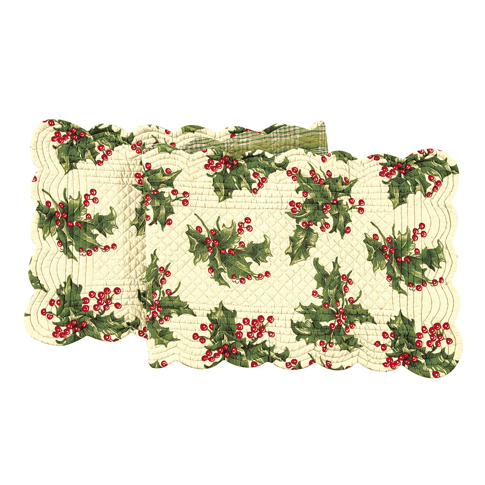 C&F Home CandF Home Holly Cream Berries 100 Cotton Quilted Christmas Table