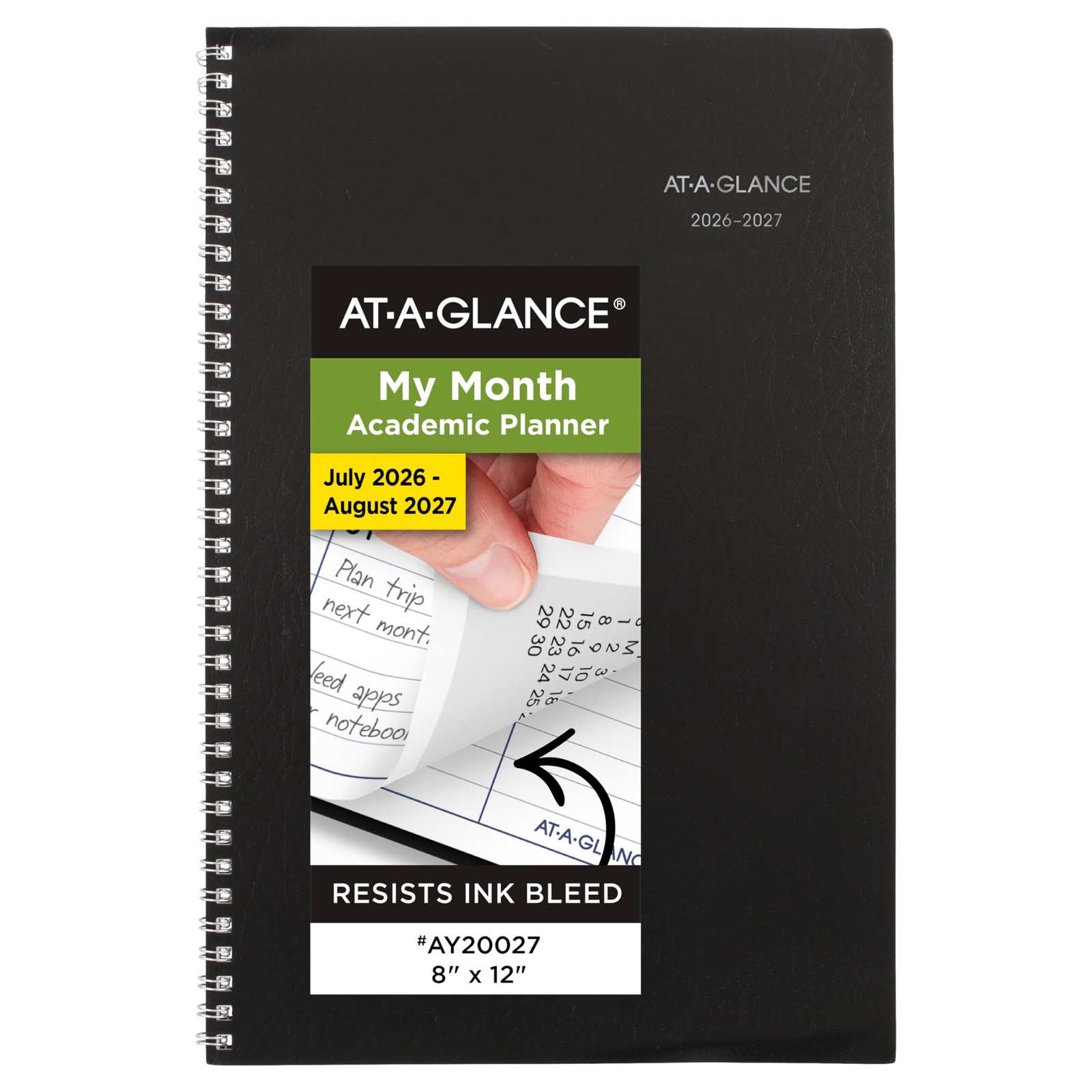 AT-A-GLANCE 2026-2027 Academic Planner Monthly 8×12 14-Month Black DayMinder