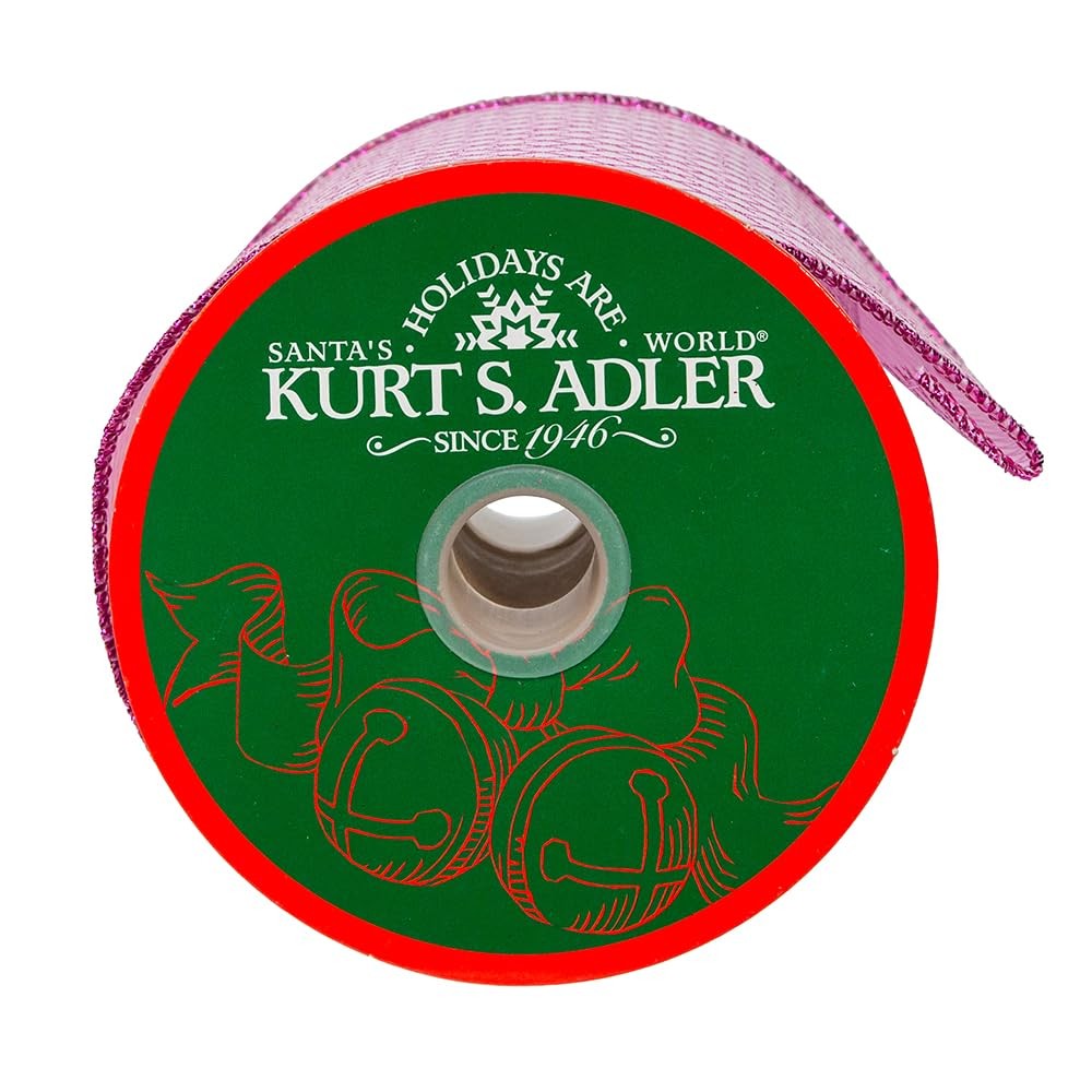 Kurt Adler 10YD Hot Pink Glittered Criss-Cross Patterned Double Wire Ribbon