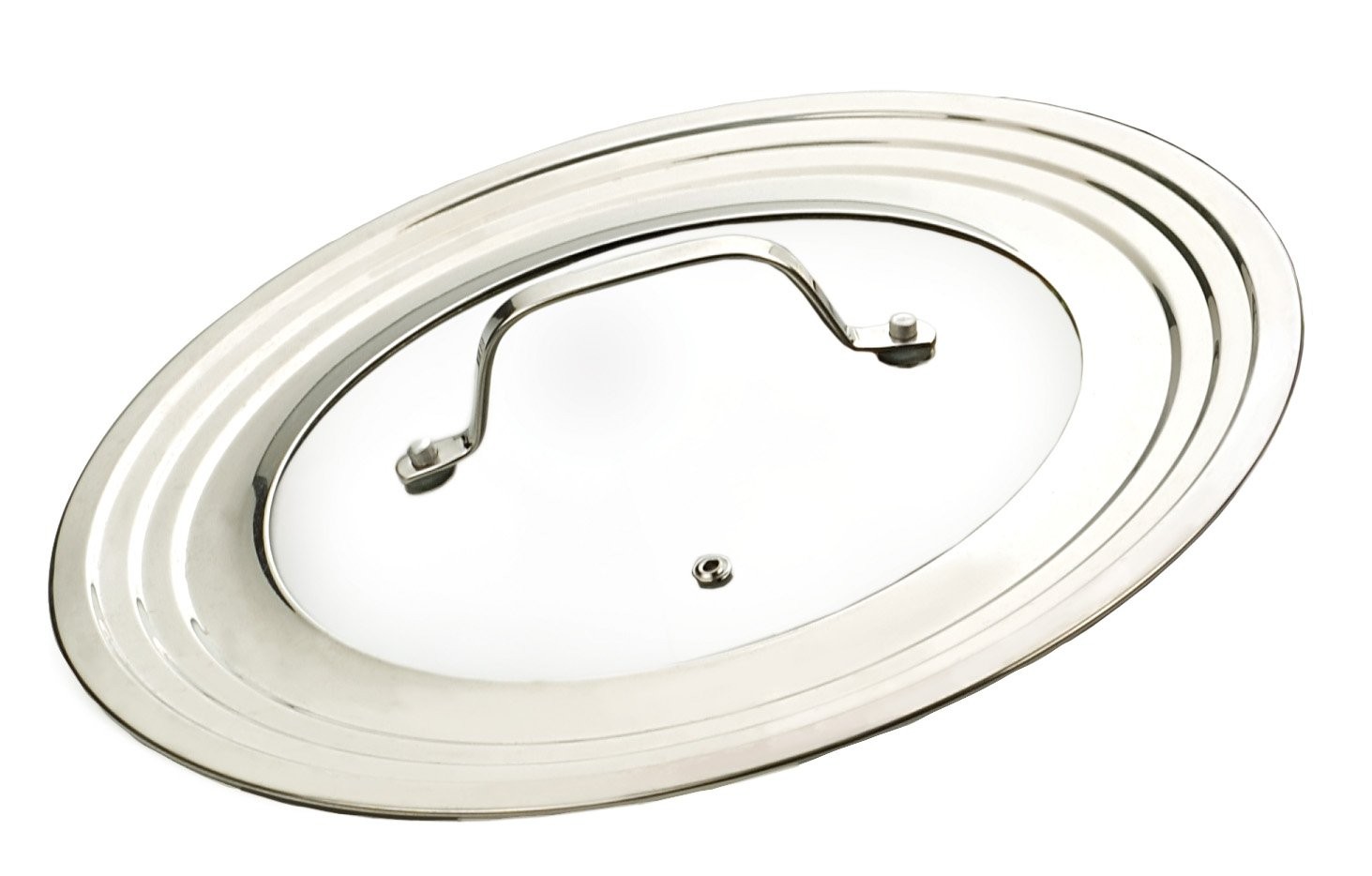 RSVP International Universal Glass Lid, Stainless Steel, Fits 5.5–9″ Pots & Pans