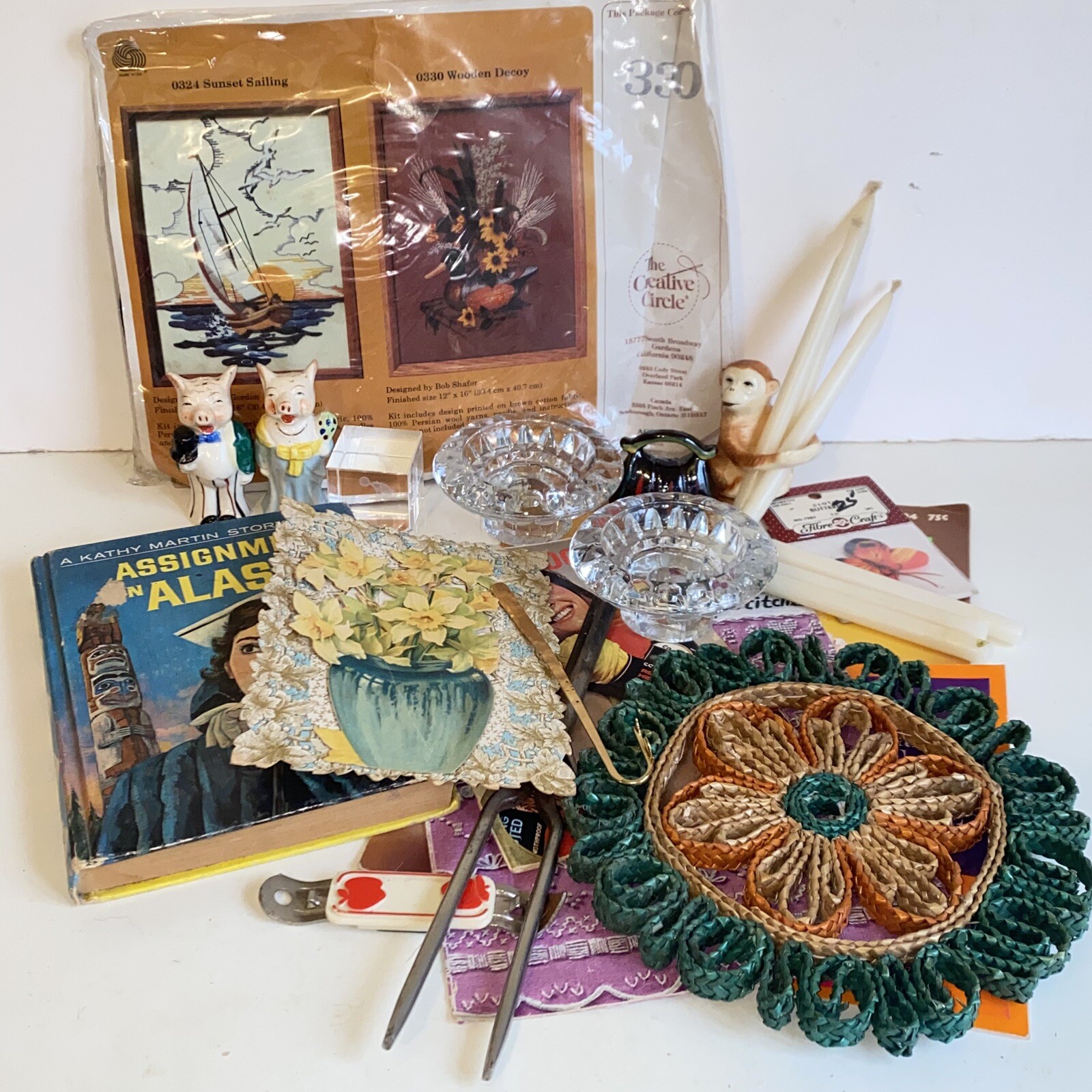 Grandma’s Vintage Junk Drawer Lot-Crafts Knick Knacks Kitchen Crystal Home Decor