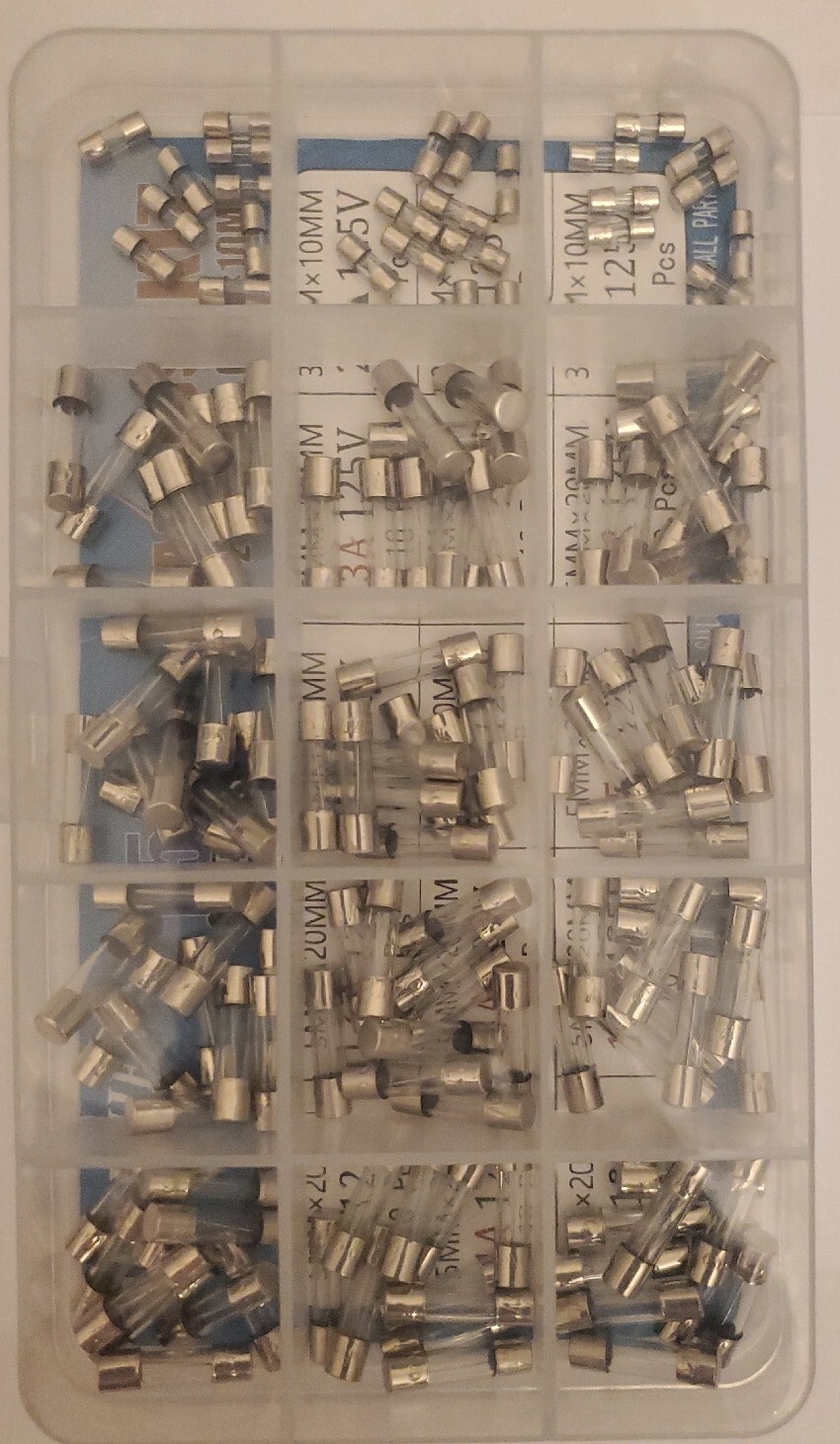 AUKENIEN Fast Blow Glass Fuses Kit 15 Values 450pcs 5x20mm 2.5A & 3.6x10mm(125V)