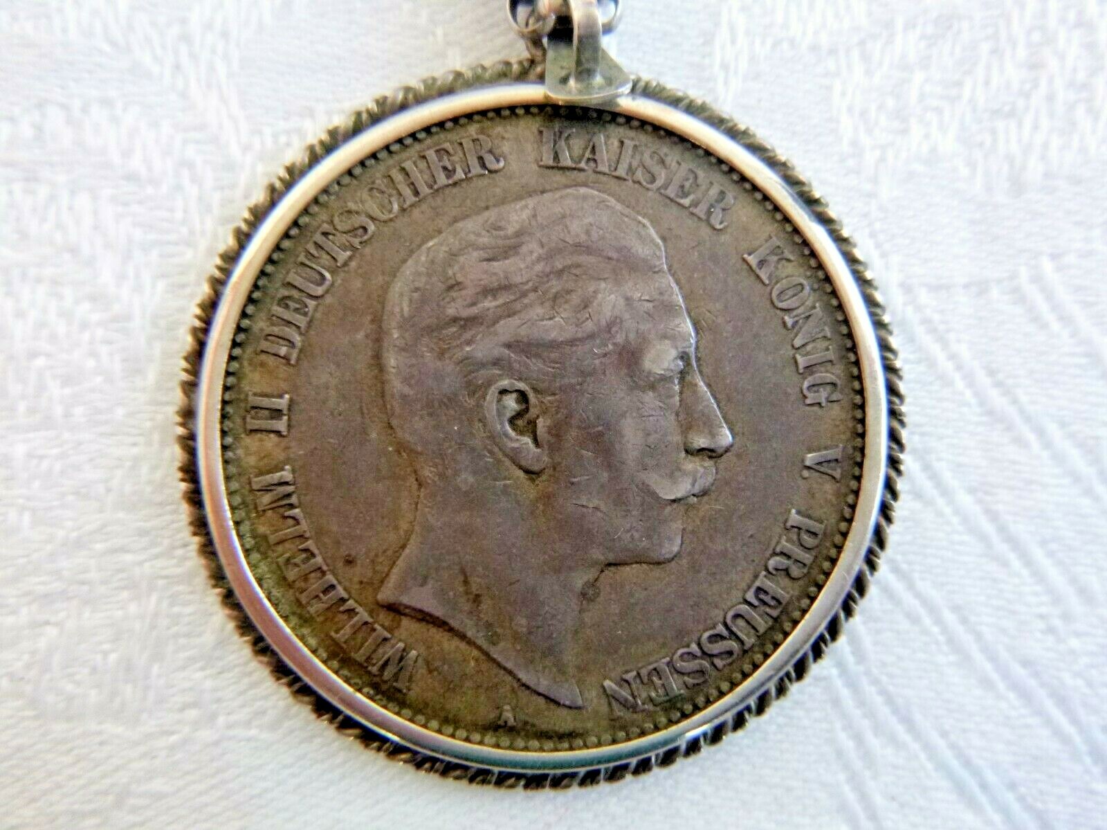 1904 Deutsches Reich Kaiser Wilhelm Coin Necklace 835 Silver Manfred Liebl Box