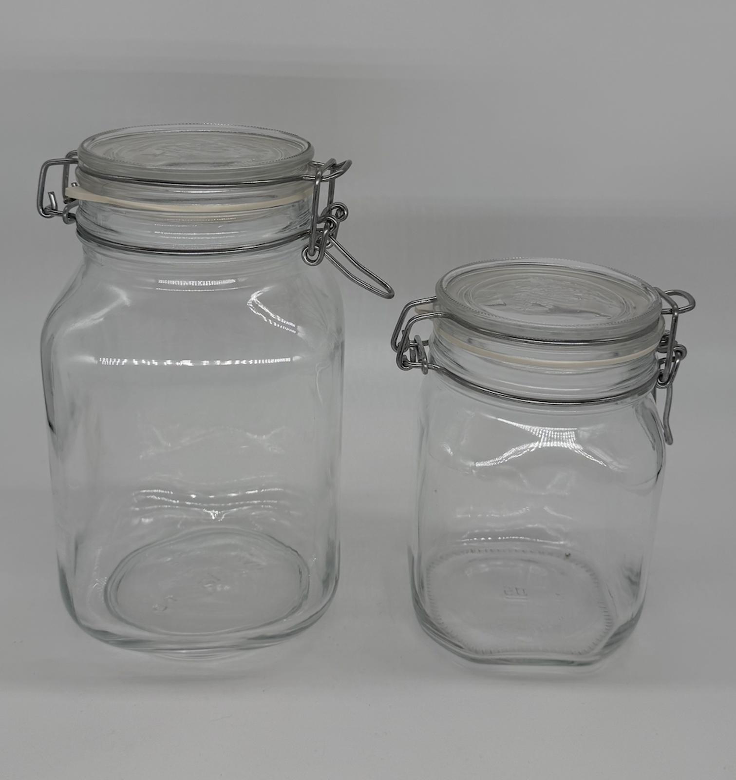 Set of 2 Glass Storage Jars with Airtight Lids